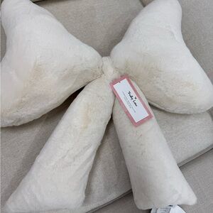 White Bow Shaped faux fur Pillow